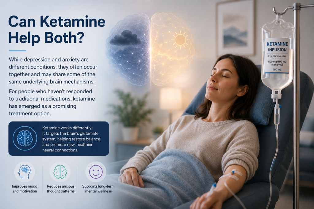 woman in bed taking her ketamine infusion
