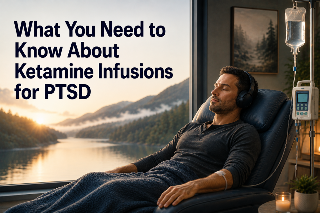 middle age man taking his infussion