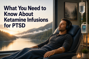middle age man taking his infussion